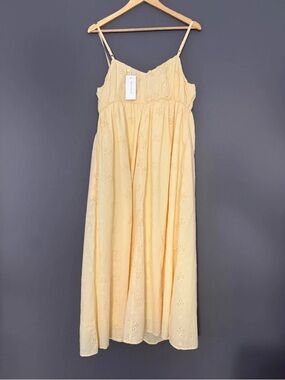 Sunshine Eyelet Midi Dress with Spaghetti Straps